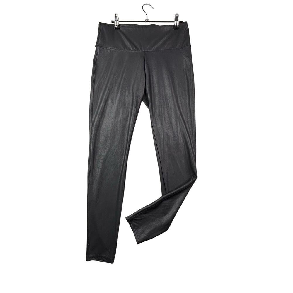 Time and Tru Womens Faux Leather Leggings Black High Rise Size L 12-14 Stretch